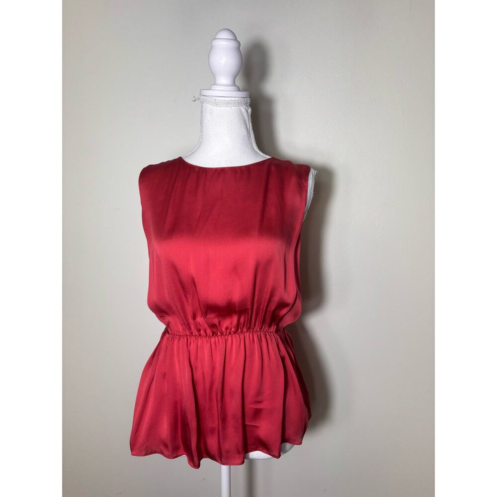 Theory Silk Charmeuse Tank Top in Light Cranberry - Size Small - Tie-Waist Tunic